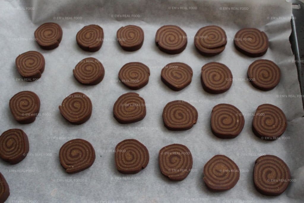 Chocolade-speculaaskoekjes in spiraalvorm