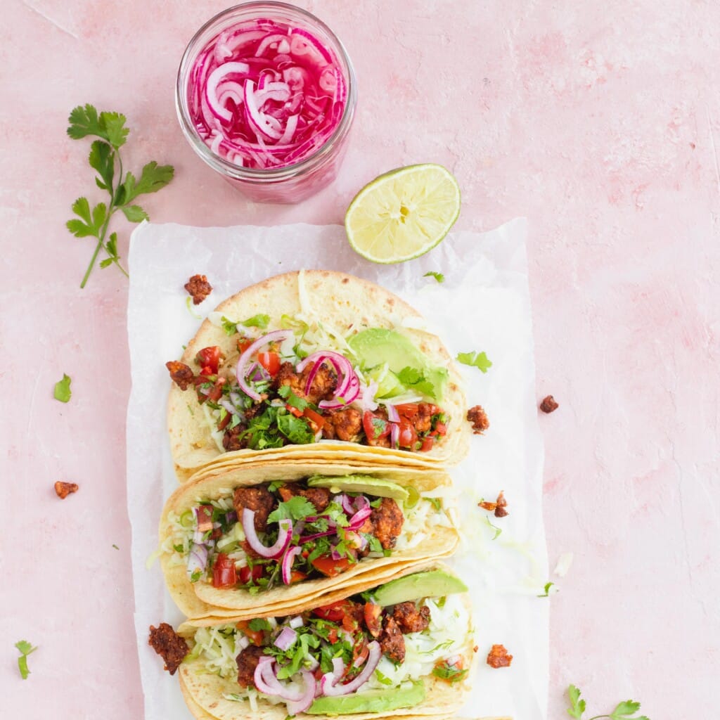Vegan tempeh taco's met frisse limoen coleslaw Em's Real Food