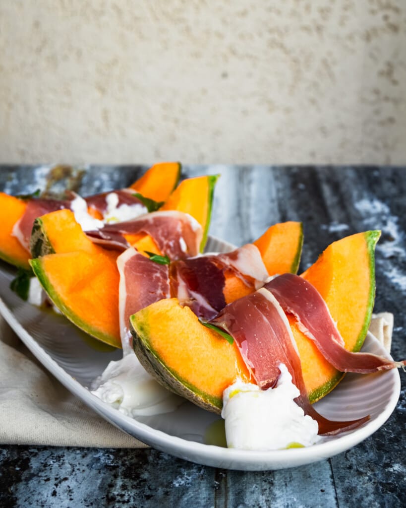 Meloen met ham en burrata 2 Meloen met ham en burrata