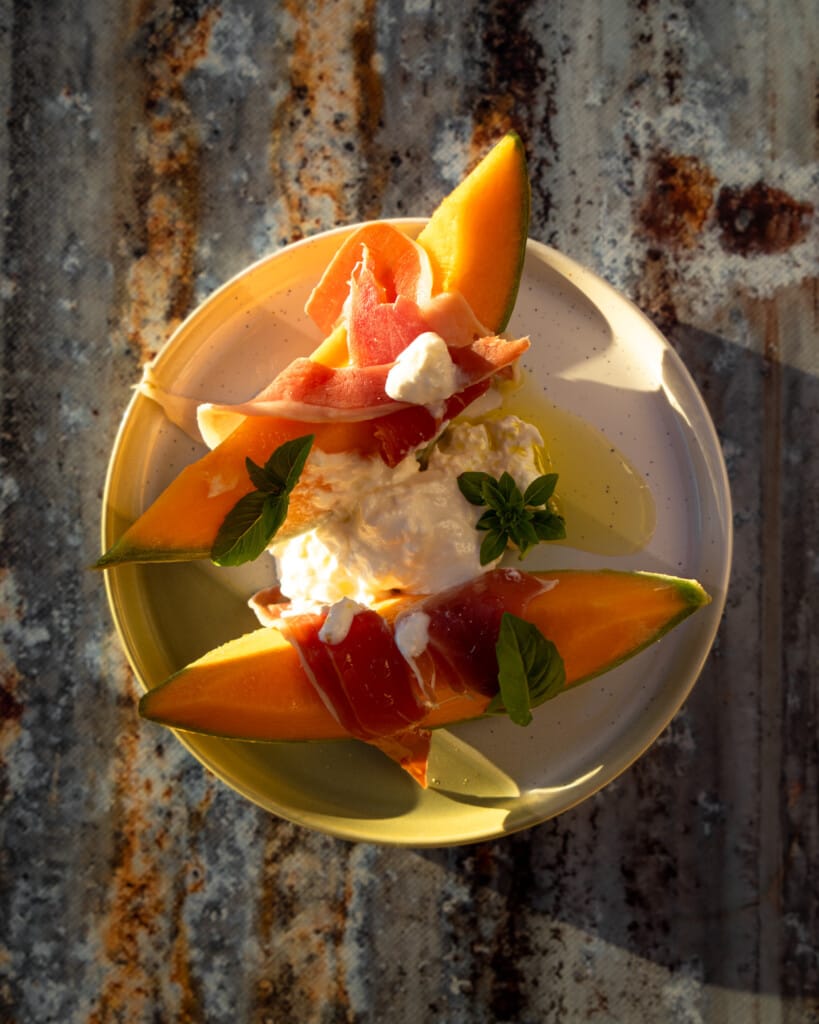 Meloen met ham en burrata 3 Meloen met ham en burrata